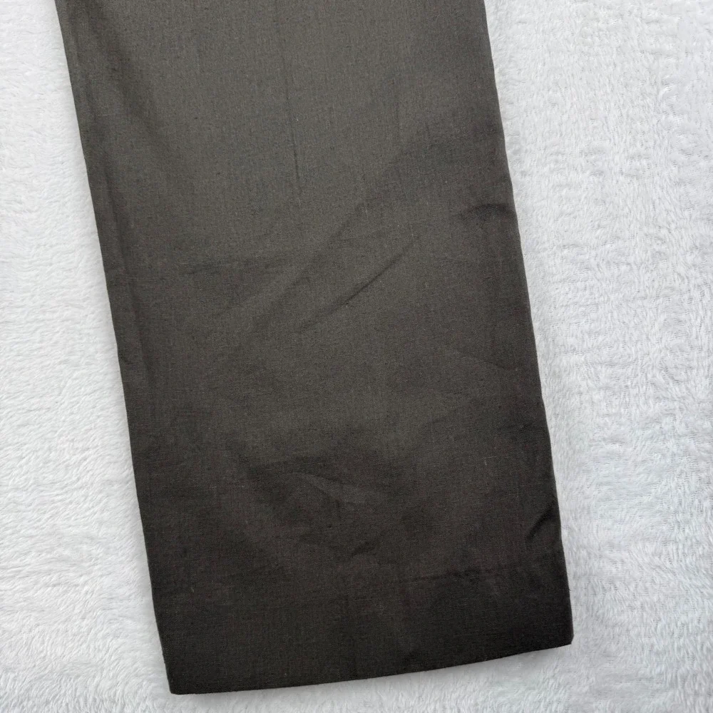 Stafford Linen Blend Trousers Mens 44x30 Brown Classic‎ Fit Flat Front Pants
